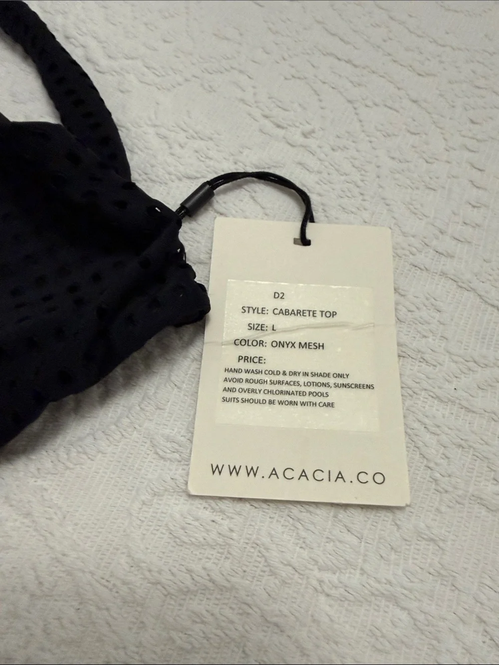 acacia swimwear Black Textured Triangle Bikini Top